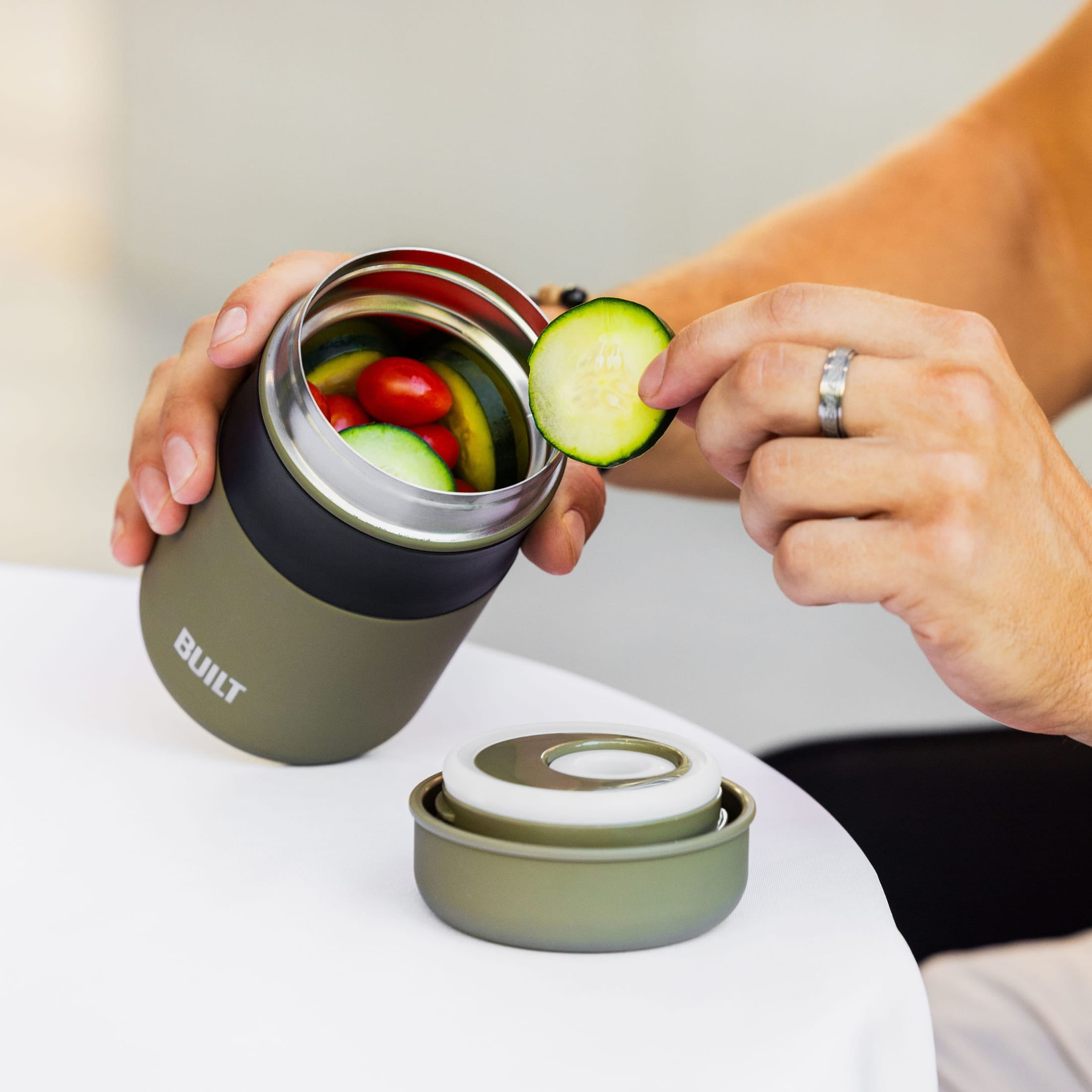 (2 pack) BUILT 16 oz Double-Wall Vacuum Insulated Food Jar, Sage Green