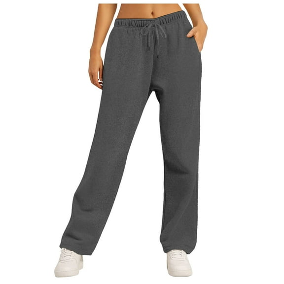 NOLDARES Womens Fleece Lined Sweatpants Cotton Straight Leg Sweat Pants Winter Running Casual Yoga Lounge Workout Pockets(Dark Gray,S)