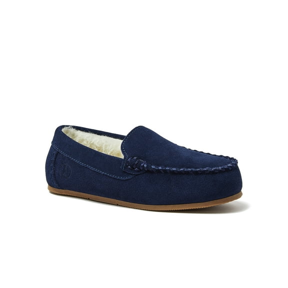 Lands' End Kids Fuzzy Lined Suede Moccasin Slippers