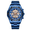 thumbnail image 1 of Reloj de Cuarzo Esqueleto para Hombre, Correa de Acero Inoxidable, Taquímetro, Indicador de Fecha, Resistente Al Agua, Luminoso, Reloj de Pulsera Deportivo de Negocios para Hombre, 1 of 6