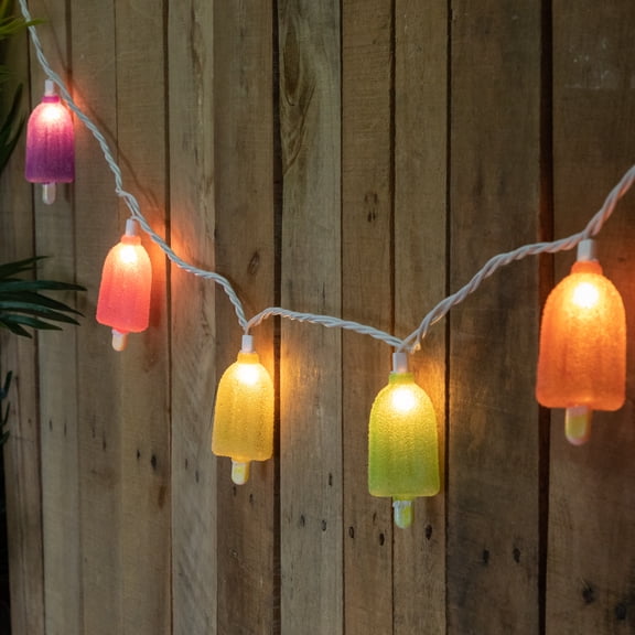 Northlight Sugared Ice Pop Indoor Outdoor Patio Light Set - Multicolor - 7.25' White Wire - 10ct