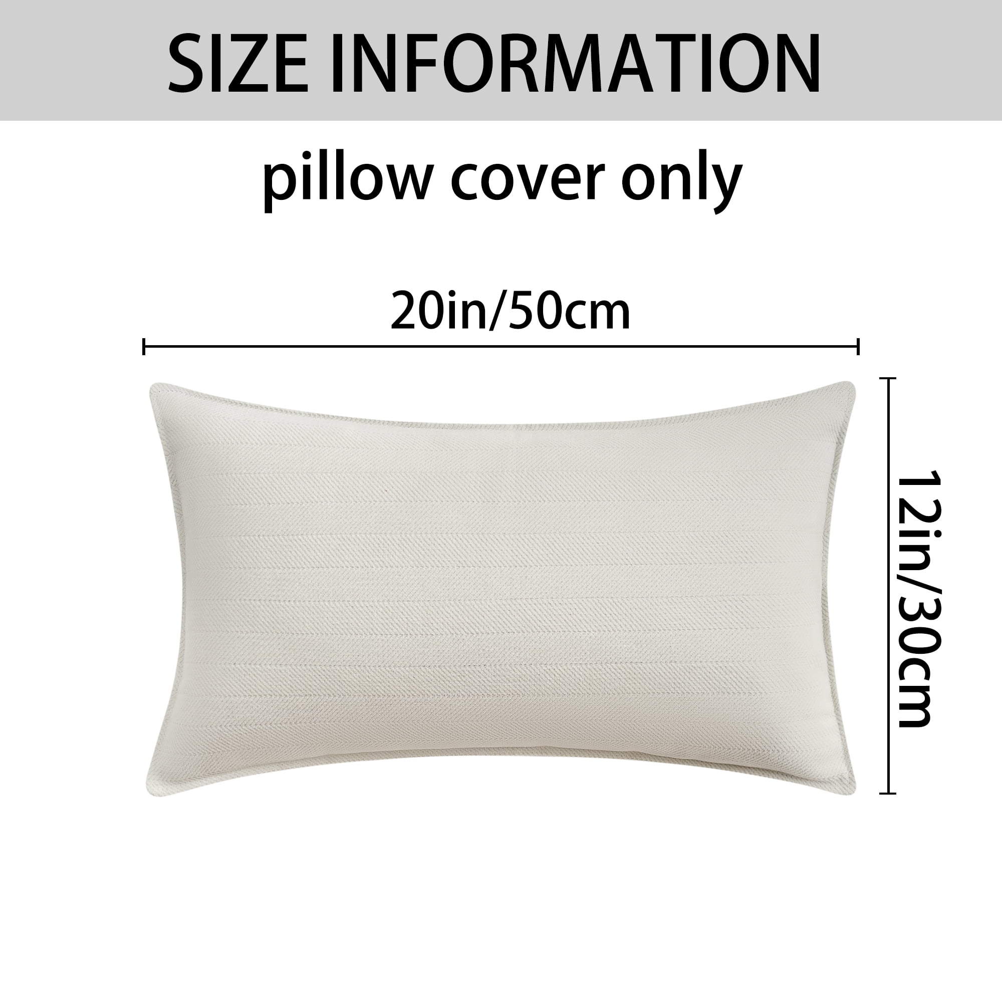 Unique Bargains Decorative Soft Chenille Pillow Covers White 12" x 20"