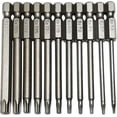 thumbnail image 1 of Brocas Torx de seguridad, 11 piezas, vástago hexagonal de 1/4 pulgadas, 3 pulgadas de longitud, juego de brocas para destornillador con cabeza Torx de acero S2 (11 piezas de cabeza Torx de 7, 1 of 5