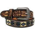 thumbnail image 2 of 29-30  Unisex 1.5" Western Floral Tooled Beaded Full-Grain Leather Belt 26RT30, 2 of 3