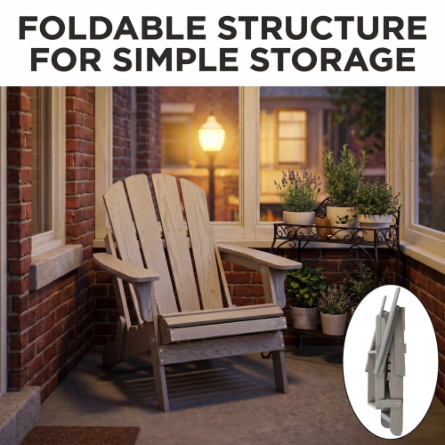 Oversized Adirondack Chair, Wooden Outdoor Folding Patio Chair with Pre-Assembled Backrest & Seat, 330 lb Capacity for Garden, Porch, Pool, Grey