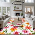 thumbnail image 3 of Spring Pink Orange Red Floral Large Area Rugs 5x8 ft Watercolor Flower Vintage Washable Rug Non Slip Indoor Carpet Absorbent Floor Mat for Living Room Bedroom Dining Room, 3 of 9