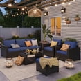 thumbnail image 2 of Gasee 7-Piece Patio Furniture Set,Outdoor Sectional Furniture, All-Weather PE Rattan Wicker Patio Conversation Set,Patio Sofa Set with Glass Table and Ottoman for Patio Garden Poolside,Blue, 2 of 9