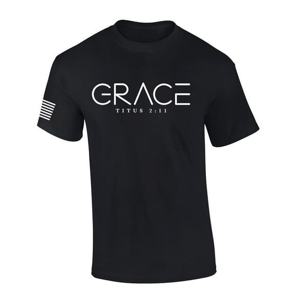 Mens Christian Shirt Grace Titus 2:11 Short Sleeve T-shirt Graphic Tee-Black-small