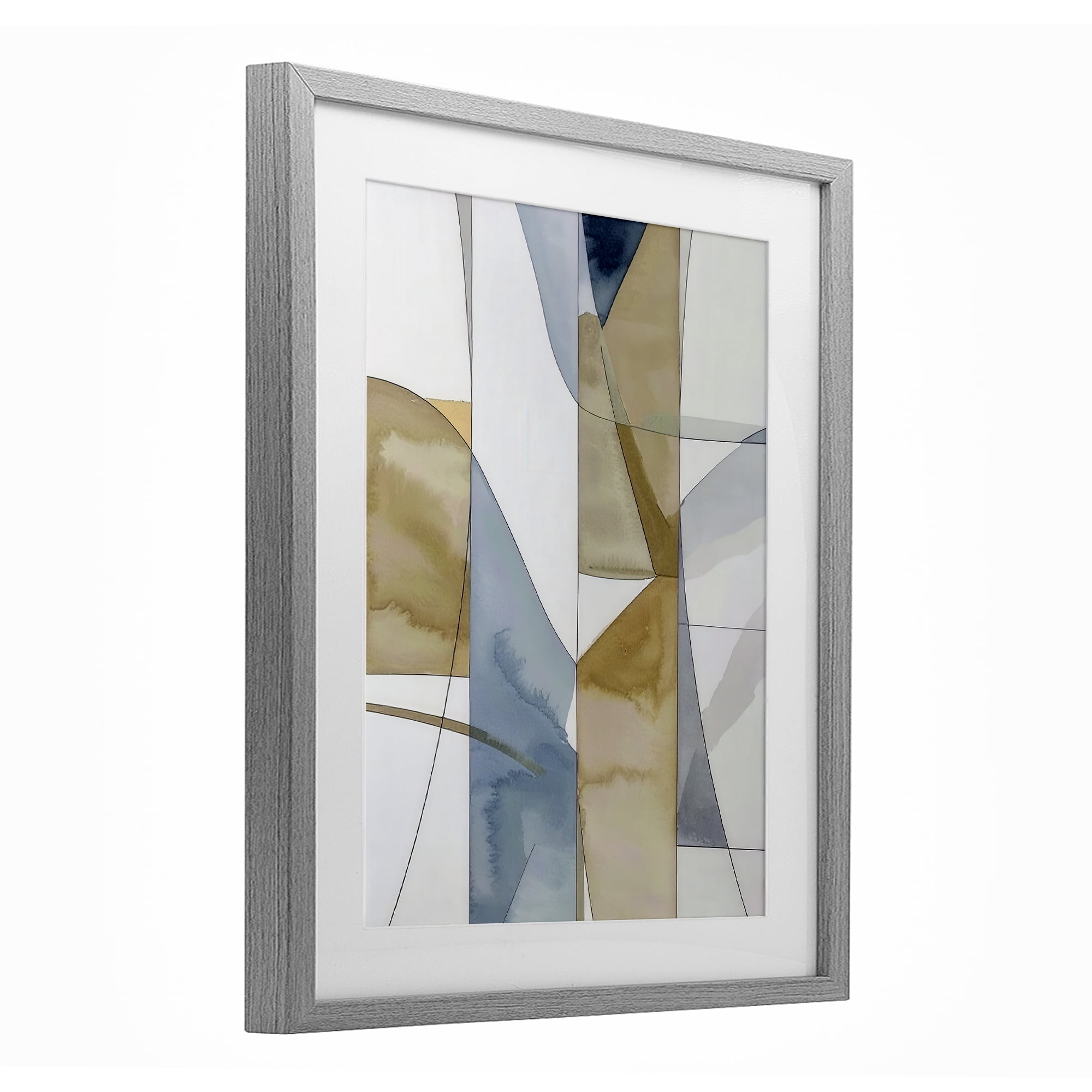 Stupell Industries Geographic Abstract Sections Gray Framed Print Under Glass, design by Alonza Saunders