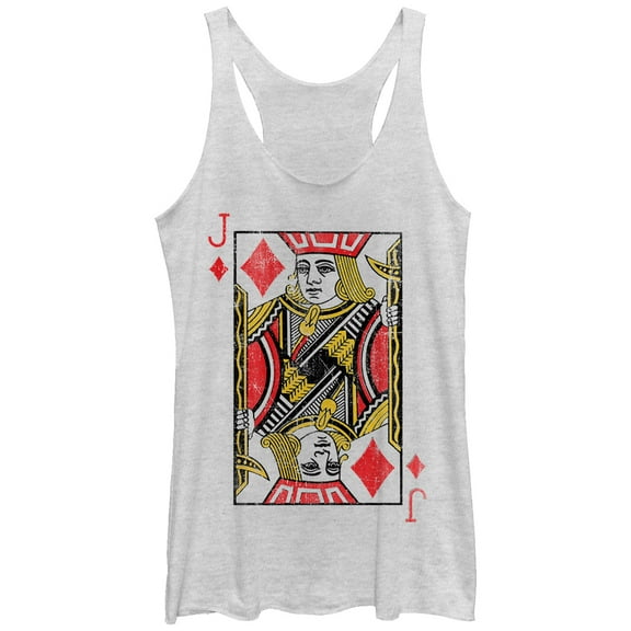 Women's Lost Gods Jack of Diamonds  Racerback Tank Top White Heather Large