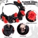 thumbnail image 3 of Diadema de calavera con flores para mujer, ideal para disfraz de Halloween, cosplay o baile de máscaras., 3 of 8