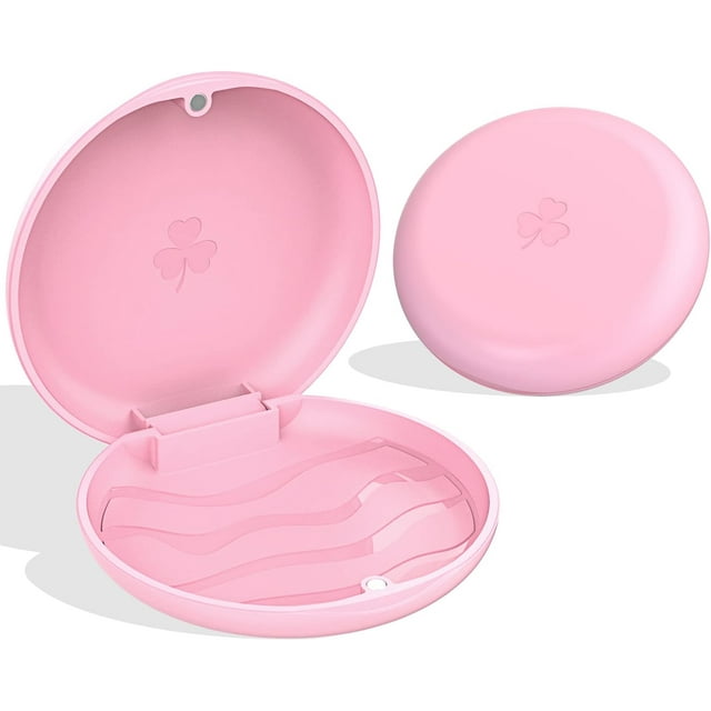 ARGOMAX-2 PCS Thin and Light Aligner Case, Magnetic Closure Retainer Case, Easy To Carry Retainer Holder Case,Pink+Pink