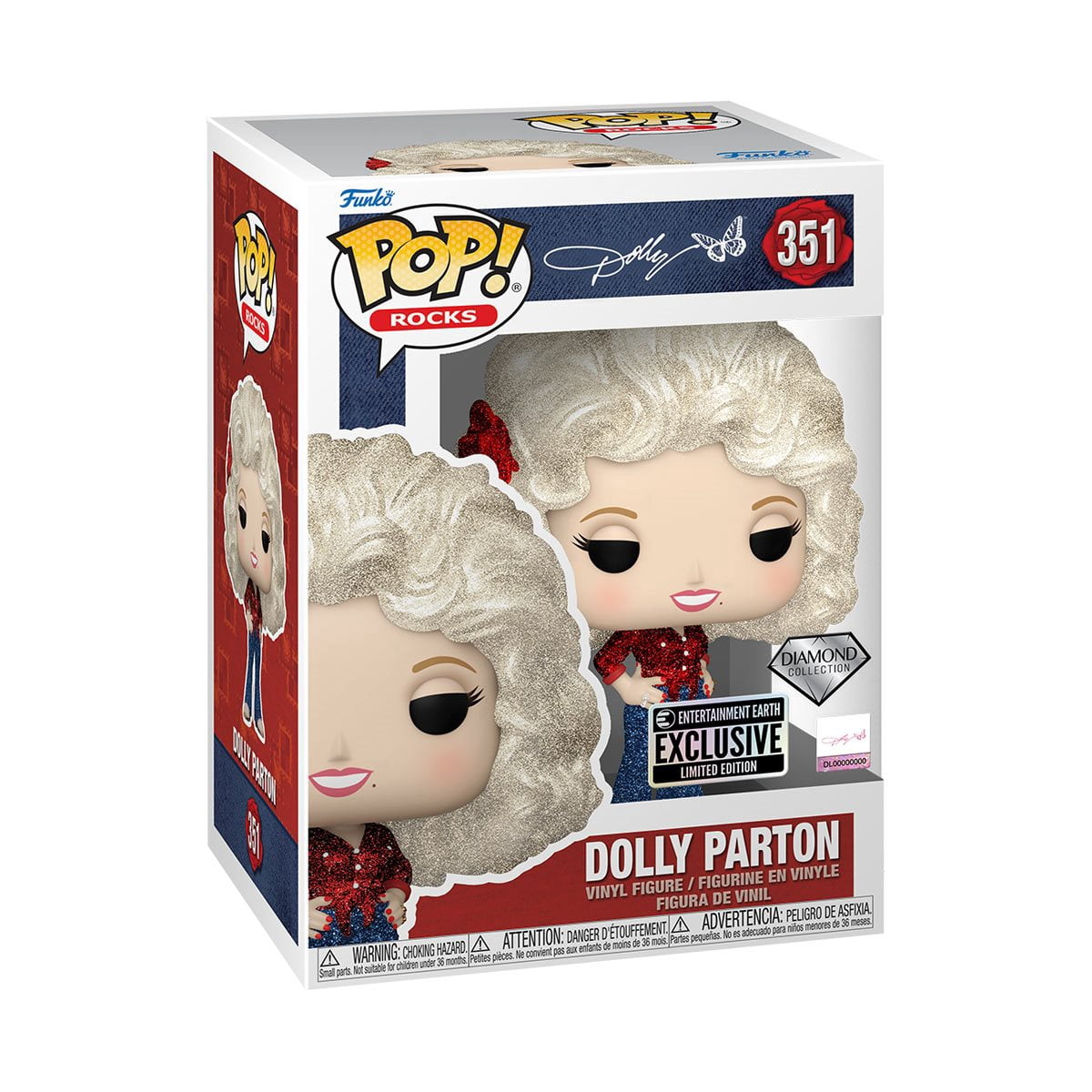 Dolly Parton '77 Tour Diamond Glitter Funko Pop! Vinyl Figure #351 - Entertainment Earth Exclusive Limited Edition