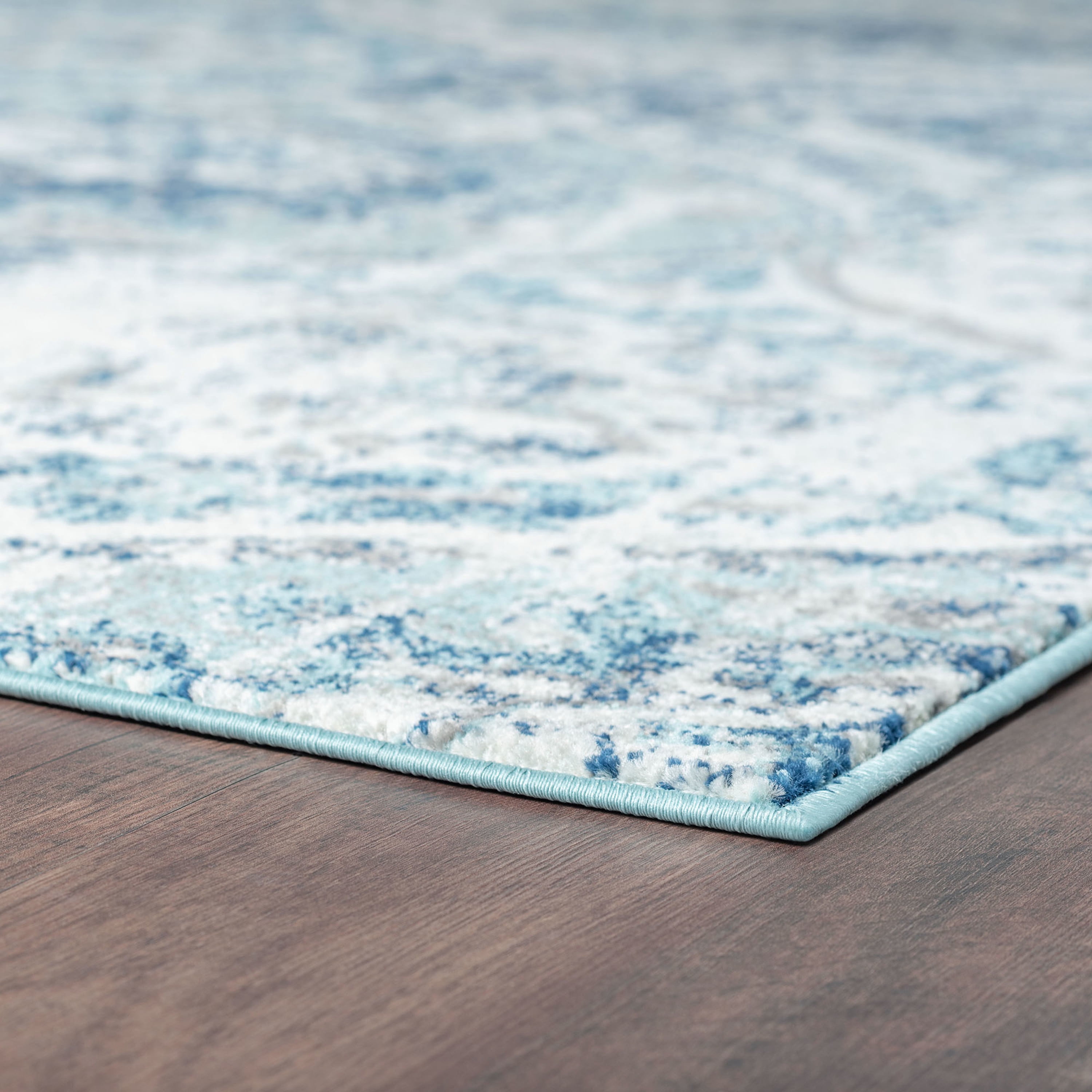 Transitional 9x12 Area Rug (8'9'' x 12'3'') Geometric Blue, Navy Living Room Easy to Clean