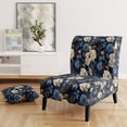 thumbnail image 2 of Designart "Roses Of Cobalt Blue Renaissance III" Blue Rose Pattern Upholstered Accent Chair - Cottage Arm Chair For Bedroom, 2 of 7