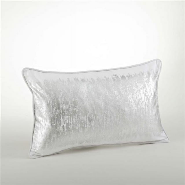 SARO 700.S1220B 12 x 20 in. Rectangular Metallic Banded Design Pillow - Silver