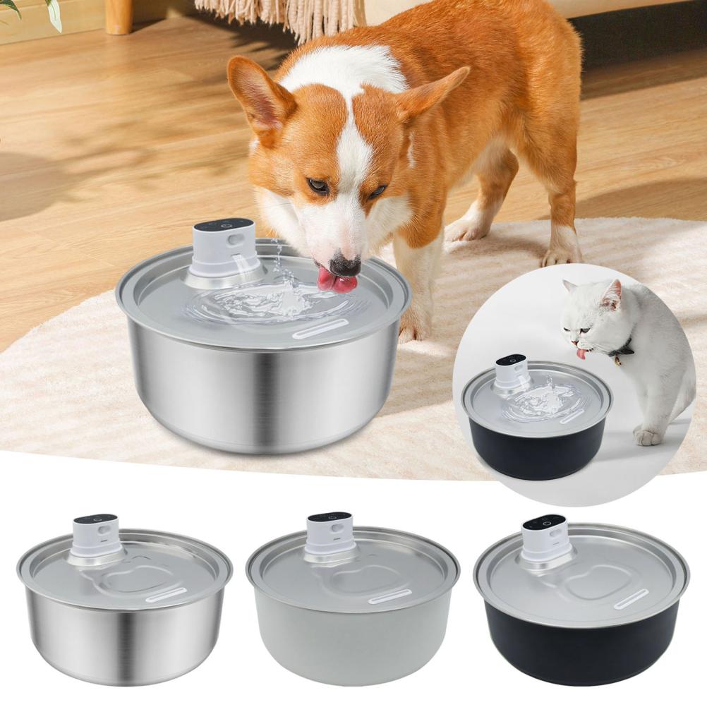Automatic Large Water Dispenser for Dogs & Cats 8L Stainless Steel Quiet Cordless Pet Water with Motion Sensor & Filter BPA Free, for Big/Medium/Small Cat & Dog,Silver