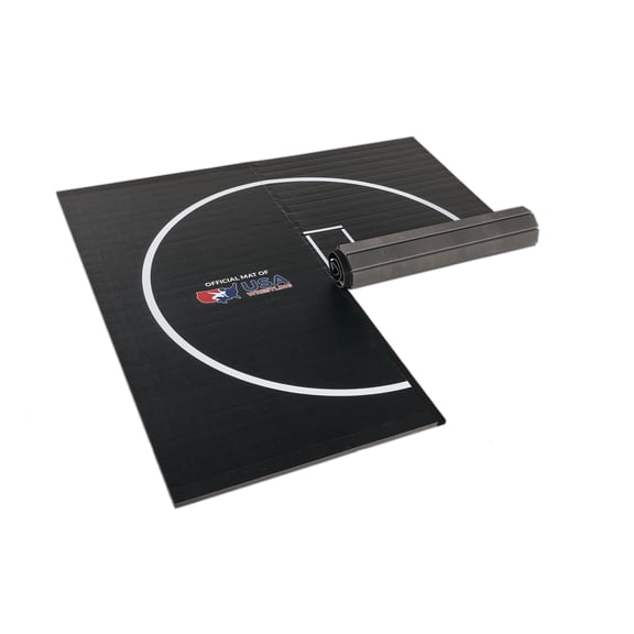 Dollamur 10’x10’x1.25” Wrestling Mat, Black, Home Workouts, Exercise, with Circles, FLEXI-Connect®