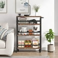 thumbnail image 4 of Tribesigns Slim Kitchen Cart,4 Tiers Storage Rolling Cart,Narrow Serving Trolley Cart on Wheels,Utility Cart with Handle for Small Space,Wood Cart with Wheels for Kitchen,Brown, 4 of 7