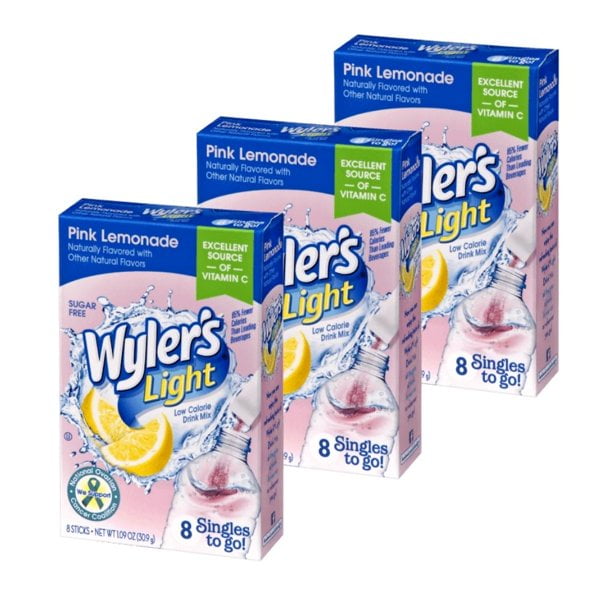 Wyler's Light Pink Lemonade Singles To Go Drink Mix, 01.09 oz, 8 CT
