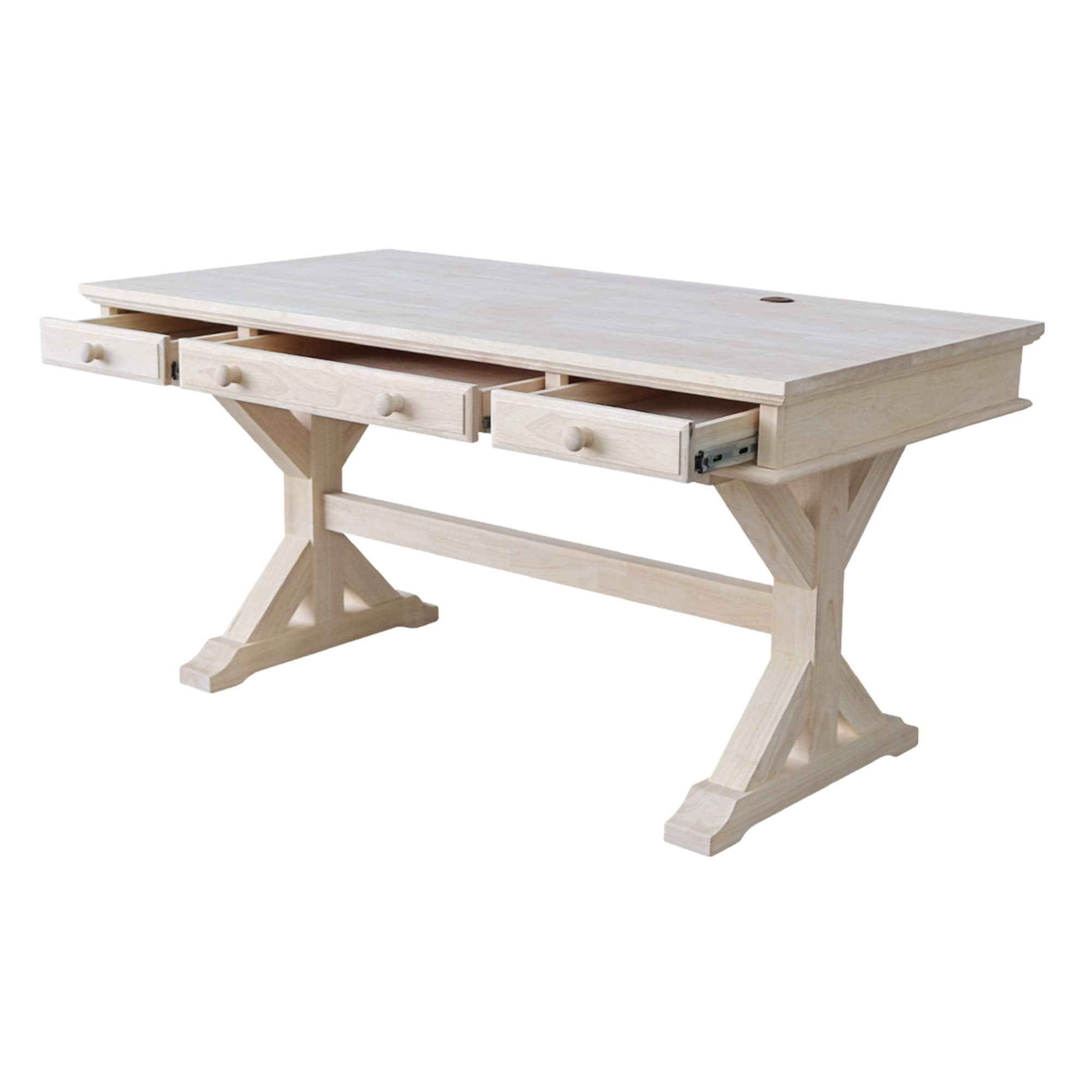 Pemberly Row Traditional Executive Desk with Canyon Base