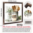 thumbnail image 3 of 1pc Charming Watercolor Kitchen Utensils Framed Sign 8x8 Inch Rustic Decorative Wall Art with Wooden Frame, Perfect for Living Room, Office Party Decor, Ideal Spring Gift, Kitchen Decor, 3 of 9