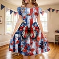 thumbnail image 3 of Mitankcoo Girls 4th of July Dresses Fashion Print Short Sleeve Crew Neck A-Line Dress for Daily Casual, 3 of 8
