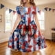 thumbnail image 2 of Odeerbi Niñas Día de La Independencia A-Línea Vestido Acampanado Verano Patriótico Estrella Raya Cuello Redondo Vestido Casual Con Bolsillos, 2 of 8