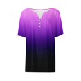 thumbnail image 5 of JTSRKL Teen Girls Ombre Tops Lightweight Casual Tie Dye Gradient Print Summer Short Sleeve Button V Neck Henley Shirts Trendy Cotton Tunic Blouse Purple#05 11-12 Years, 5 of 6