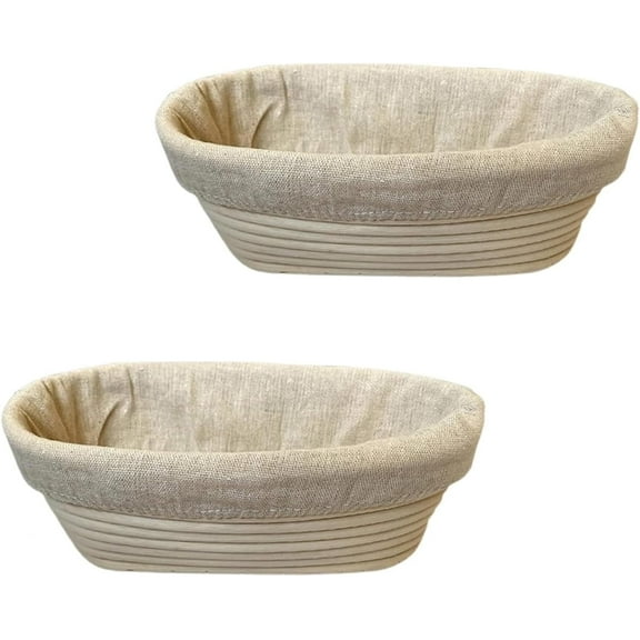 Banneton Basket Set Of 2, Oval Shaped Dough Proofing Bowls, Perfect For Professional & Home Sourdough Bread Baking-Send Goods From Local Warehous