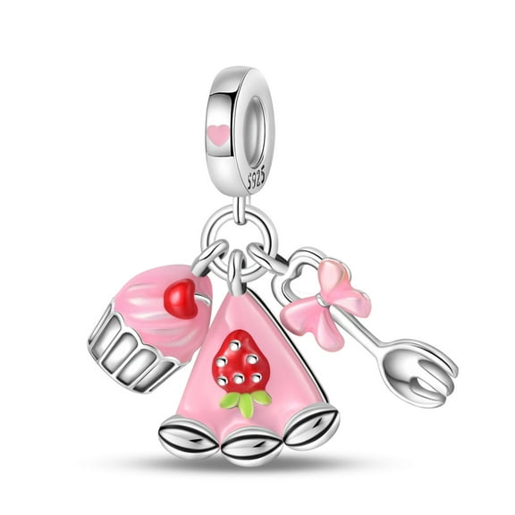 Strawberry Cake Three - Piece Set Charm, Compatible with Most Bracelet, Charm for Bracelet