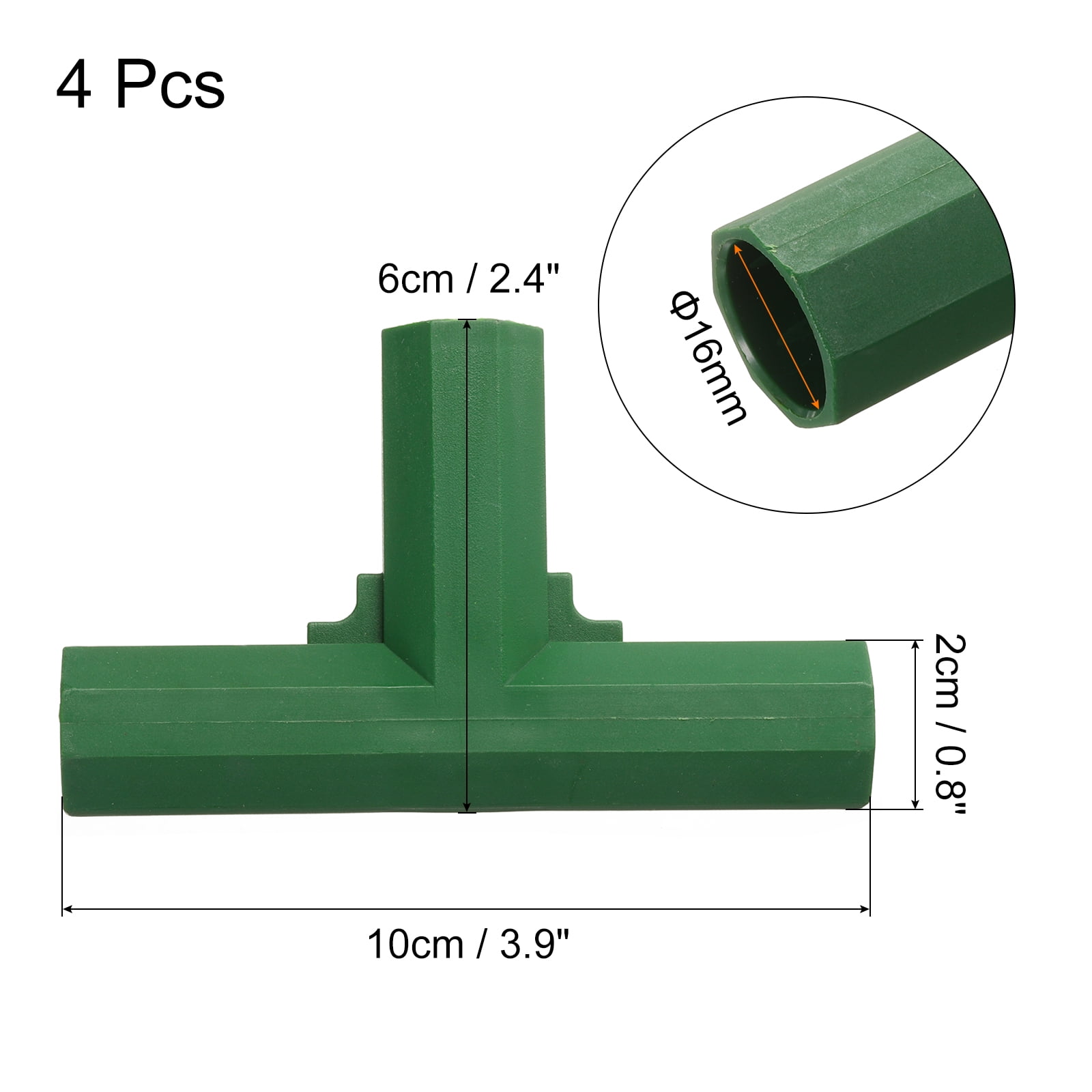 Unique Bargains 4Pcs Greenhouse Frame Connector Pipe Fitting Tool 3.9" x 2.4" x 0.8" Green