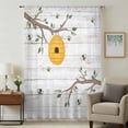 thumbnail image 2 of Bees Branches Semi Sheer Curtains Drapes for Living Room, Bedroom, French Doors Window 72 Inches Long, Farmhouse Spring Botanical Wooden Rod Pocket Chiffon Curtain Drapery Voile Draperies Panel, 2 of 8