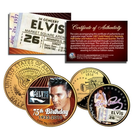 ELVIS PRESLEY Indiana Quarter & JFK 2 Coin Set *OFFICIALLY LICENSED*