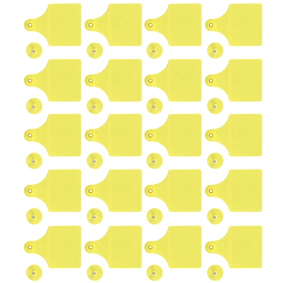 Riousery 20 Set Livestock Identification Blank Ear Tag for Goats Sheep Cattle Cows Pigs Yellow Large Farm Supplies 3.94 x 2.99 inches / 10 x 7.6 cm Professional Tracking Marker