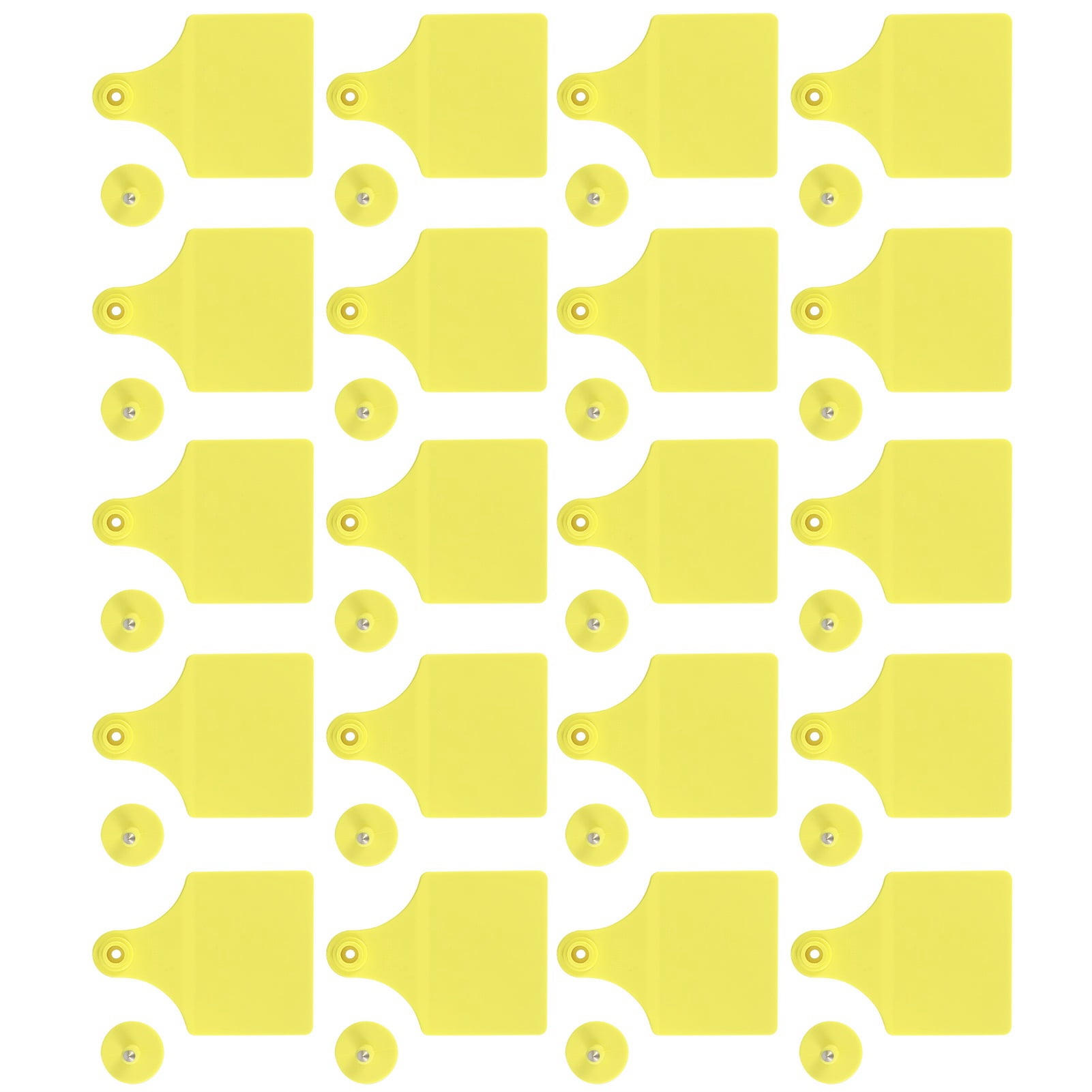 Xirurus 20 Set Livestock Identification Blank Ear Tags with Nails for Goats Sheep Cattle Cows Pigs Yellow Animal Markers Farm Supplies (3.94 x 2.99 Inches / 10 x 7.6 cm, Large Size)