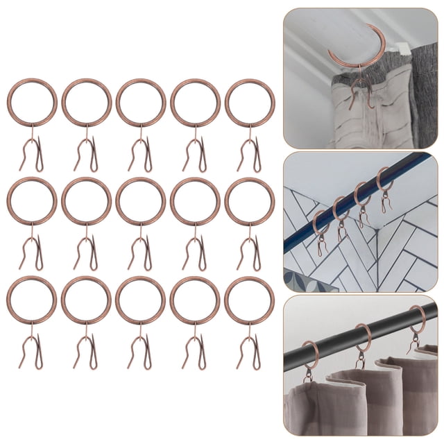 CTIRCHIU 40 Ensembles d'Anneaux de Rideaux Crochets en Métal pour Suspendre Rideaux Marron Rouge Bronze Fer
