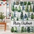 thumbnail image 6 of Merry Christmas Watercolor Xmas Tree Shower Curtain for Bathroom, Green Pine on White Waterproof Shower Curtains Washable Quick Dry with Hooks Bathtub Curtains 72x72IN, 6 of 9