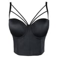 thumbnail image 3 of ELLACCI Women's Sexy Cut Cross Strappy Gothic Bustier Tops Caged Cropped Top Black X-Small, 3 of 7