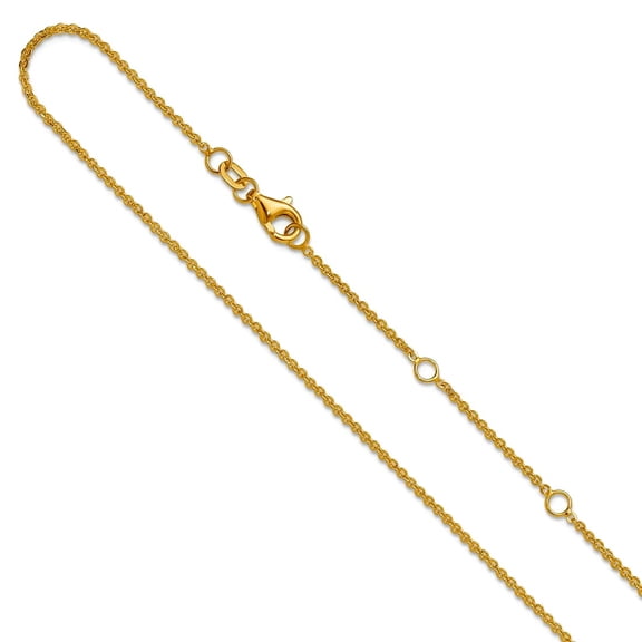 10k Solid Yellow Gold 1.4mm Flat Cable 1in 1 Inch Adjustable Chain Necklace 16 Inch Chain Necklace for Women and Men