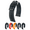 Black Band / White Upper Stitching, variant on Hirsch Carbon Leather Watch Strap - Black - L - 18mm / 16mm - Shiny Silver Buckle - Water Resistant Calf Leather Band