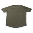 thumbnail image 3 of Men Solid Slub Cotton Pleated Short Sleeve Slim Fit T Shirt, 3 of 5