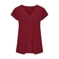 thumbnail image 4 of Wiyuqeen Summer Cap Sleeve Tops for Women Basic Solid Color V Neck Short Sleeve Shirts Trendy Loose Casual Going Out Blouses S-XL, 4 of 6