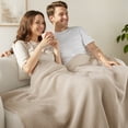 thumbnail image 4 of Exclusivo Mezcla 100% Cotton Waffle Throw Blanket for Couch, Sofa, Lightweight and Breathable Gauze Muslin Blanket for Summer, Moisture-Wicking, Home Decor, 50"x70", Khaki, 4 of 7