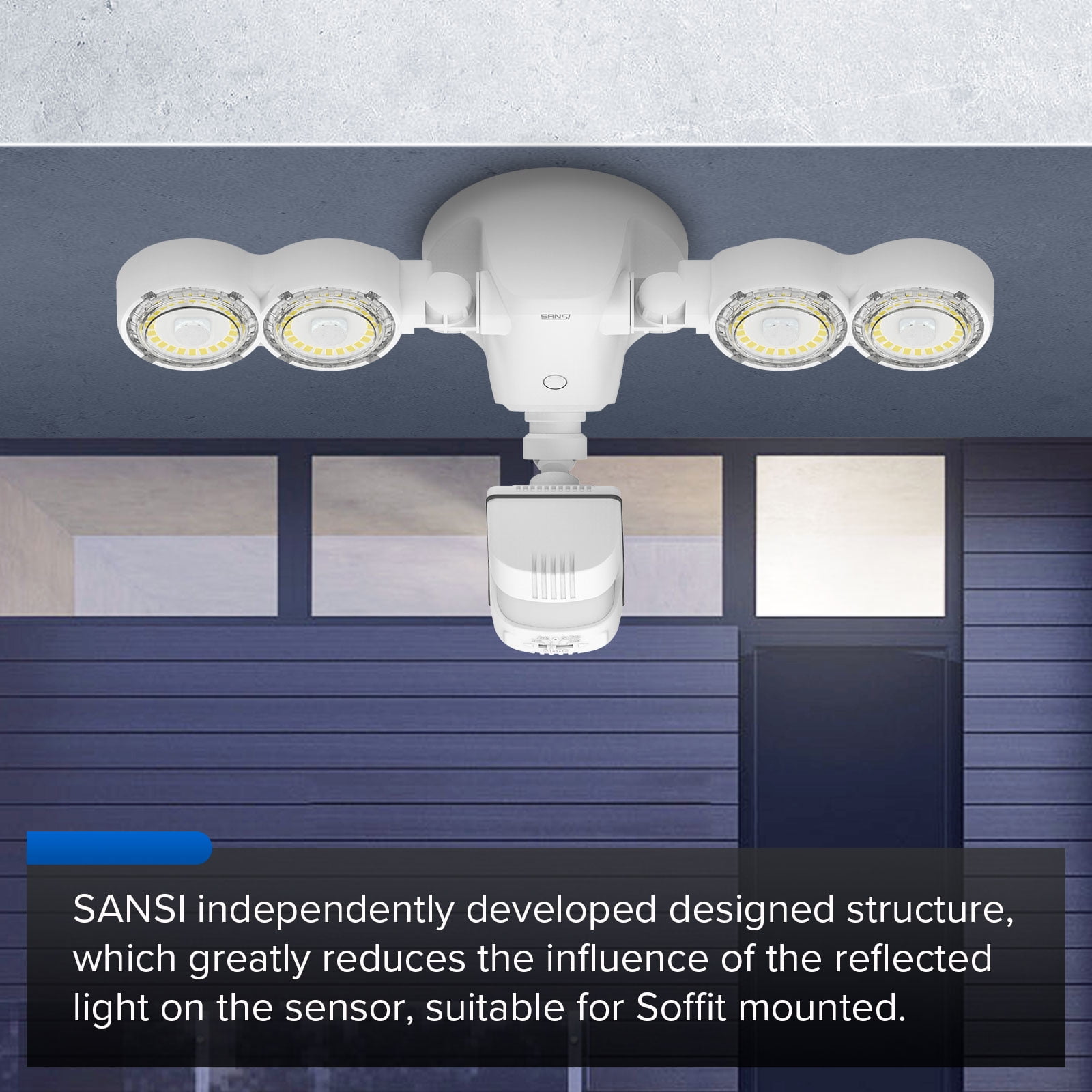 SANSI 30W Motion Sensor Security Light, 4000LM LED Outdoor Light, 5000K Dusk to Dawn, 4 Modes