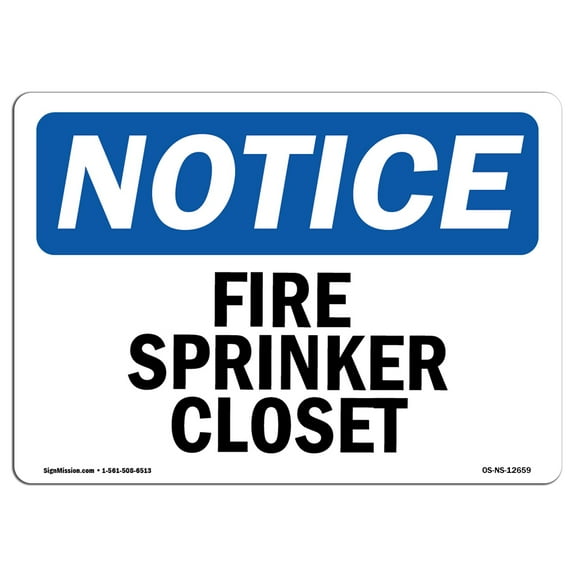 OSHA Notice Sign - Fire Sprinkler Closet | Decal | Protect Your Business, Construction Site, Warehouse & Shop Area |  Made in the USA