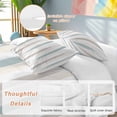 thumbnail image 3 of Teal Beige Brown Bedding 3 Piece Duvet Cover Set Full Size, Modern Oil Painting Striped Abstract Art Soft Microfiber Comforter Cover with Zipper Closure & Pillowcases, FadeResistant Quilt Cover, 3 of 9