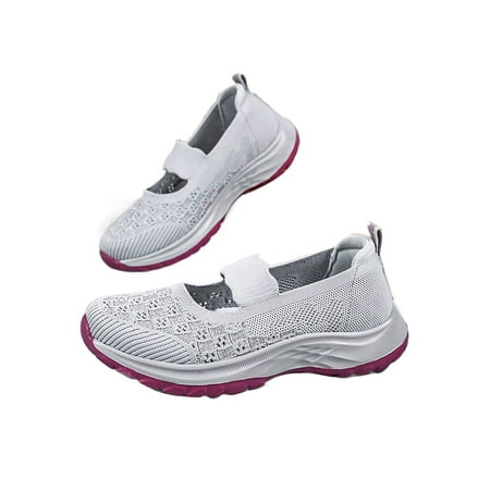 

Crocowalk Ladies Walking Shoe Slip On Flats Elastic Band Sneakers Women s Casual Shoes Work Fashion Ankle Strap Mary Jane Gray 7.5
