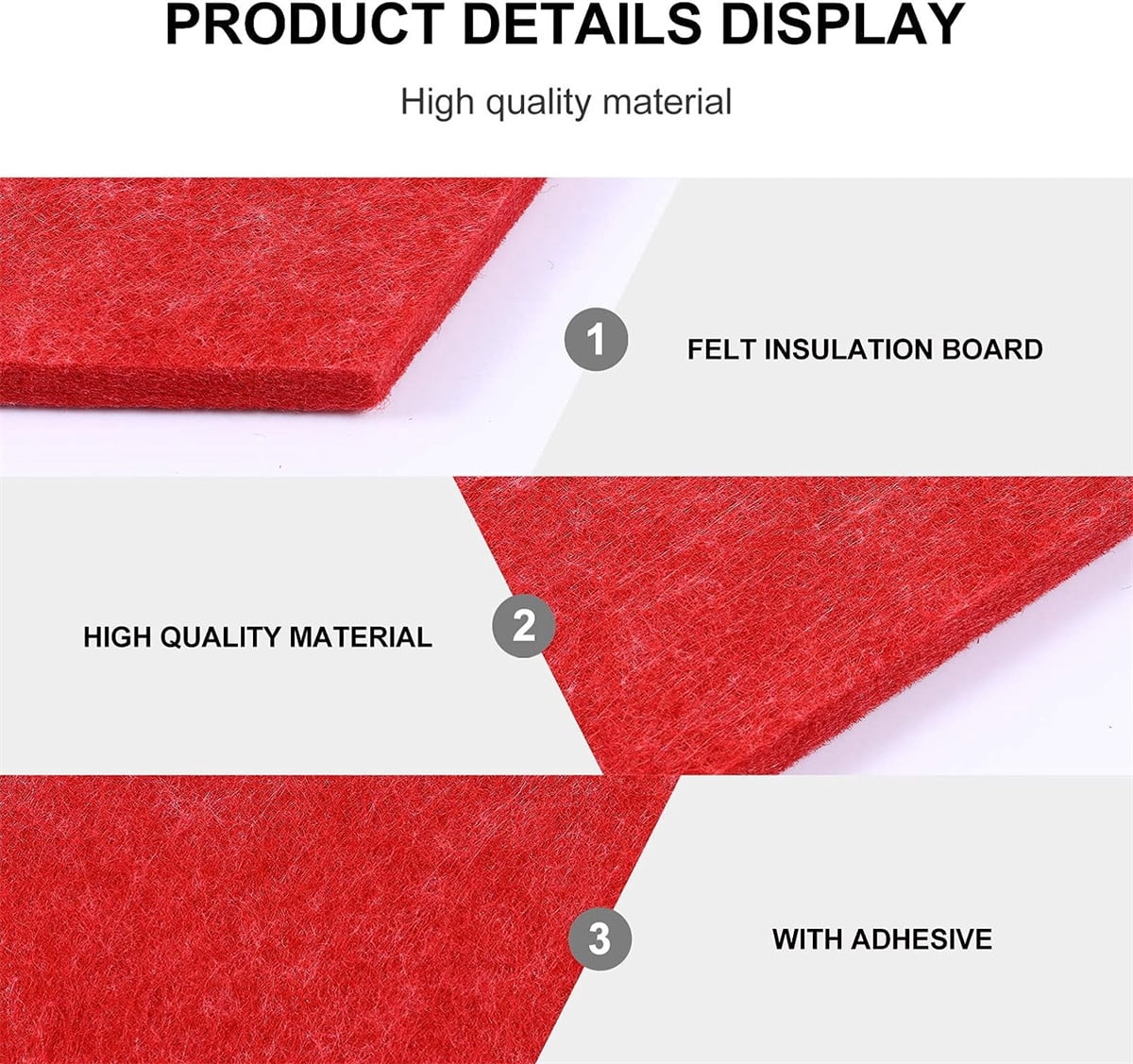 Bexikou 6 Pcs Felt Hexagon Wood Bulletin Board for Walls with 200 Pushpins,Lightweight Self Adhesive Felt Pin Cork Board Tiles for Display Paste Notes Photos Memos Wall Office Decor,Red