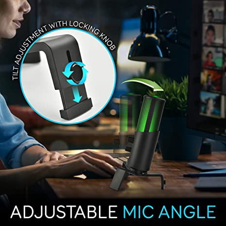 Pyle Selectable Pickup Pattern RGB USB Microphone - 4 Recording Modes Cardioid Condenser Audio Mic